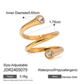 Detailed view of adjustable spiral stainless steel ring with zircon stones weighing 5.06g - Double Round Diamond Spiral Style (JDR2405079)
