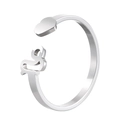 Adjustable silver ring with minimalist heart and dachshund silhouette design for women - Adjustable Open / Capricorn / Steel