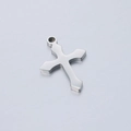 Pendente a croce in acciaio inossidabile lucido argento con foro per gioielli fai-da-te - Croce in Acciaio Minimalista
