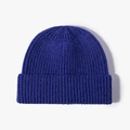 Berretto in maglia a coste blu cobalto invernale con ampio risvolto per un comfort ottimale - Celeste