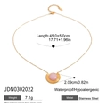 Dettagli della collana con pietra rosa, misure 45+5cm e specifiche acciaio inossidabile - JDN0302022-Collana con Pietra Rosa