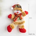 DIY burlap Christmas snowman doll pendant with red gloves and plaid hat, 20cm height - Burlap Body/Plaid Hat / Style D Snowman
