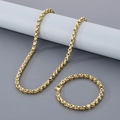 Ensemble chaîne bambou en acier inoxydable doré avec collier et bracelet pour hommes et femmes - Or