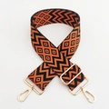5cm wide adjustable knit replacement bag strap with orange and black diamond patterns - Gold Buckle / Black Orange