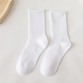 Classic white crew socks made of soft cotton blend shown in a flat lay minimalist style - Knee High / Cream