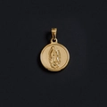 18K gold plated stainless steel round medallion pendant with Virgin Mary relief detail - M18 (Round Virgin Mary)