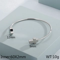 Silver stainless steel open bangle with heart and cross charms in a minimalist design - Steel Color Bangle (KB75420-ZC)