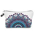 Mandala pattern travel makeup bag with durable black zipper and convenient handle - 51994/Semicircle Purple Blue Mandala