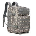 Tactical grey digital camouflage backpack with MOLLE system and US flag patch - 45L / ACU Color