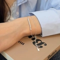 Minimalist silver beaded bracelet with adjustable chain on a stylish book background - Minimalist Fine Chain Beaded (SL0972)