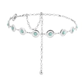 Bohemian silver metal waist chain featuring vintage turquoise inlays and round openwork - Sun Round Disc Hollow (HYY19294-D) / Silver D
