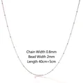 Rose gold stainless steel beaded necklace with 0.8mm chain and 2mm beads in 45cm length - 0.8 Bead Link Chain