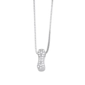 Silver alphabet pendant necklace with sparkling pavé zircons for women - Letter I / Silver