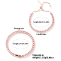 Dimensions détaillées du lot de bracelets en zircone rose doré avec pierres et tailles - Ensemble de 2 Chaînes Tennis / Or Rose / Zircone Rose