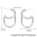 Orecchini a cerchio a doppio strato a forma di C in acciaio inox colore argento - Grande / Acciaio (F502)