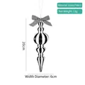 Christmas glass finial ornament with black and white vertical stripes and checkered bow - 20cm Style 06 Black & White Stripes (Single)