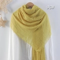 Sciarpa gialla in cotone e lino con pieghe e frange, elegante hijab stile etnico - Giallo (93)