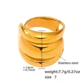 Size 7 multi-layer wave design wide ring in 18k gold plated stainless steel - US 7 / A780-Gold-Multi-layer
