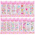 Assorted colorful crystal gemstone stickers in heart star and flower shapes for kids - Set of 15 Different Shape Stickers
