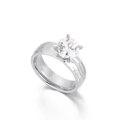 Minimalistische zilveren gehamerde ring voor dames met een grote vierkante zirkoon - US 6 / Zilver (KR100656-K)