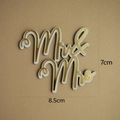 Detail of Mr&Mrs gold mirror acrylic cake topper showing dimensions of 7cm by 8.5cm - Wooden 3D Mirror Gold MR&MRS