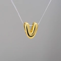 Polished gold-plated 3D bubble letter V pendant necklace charm for DIY jewelry design - Letter V