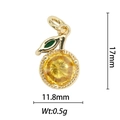Vista detallada de un colgante de naranja bañado en oro 18k con gema amarilla y hojas - Estilo Cítrico Hoja Oro (DZ-136)