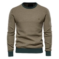 Maglione da uomo in maglia a nido d'ape color ambra con finiture a costine verdi - M / Verde