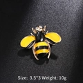 Golden bee brooch with yellow and black enamel finish and sparkling crystal eyes - Gold Yellow Black Enamel Bee