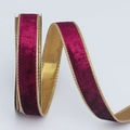Luxurious burgundy velvet ribbon roll with elegant gold metallic edges for gift wrapping - 2.5cm*10 Yards / Burgundy
