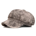 Berretto newsboy grigio lavato in misto cashmere dallo stile vintage minimalista - M (56-58cm) / Cachi