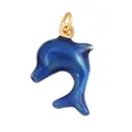 Blue translucent dolphin charm pendant with gold metal ring for beach jewelry - Blue Dolphin