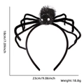 Detaillierte Größen- und Gewichtstabelle für das schwarze Halloween-Spinnenstirnband - Schwarze Beine Schwarze Spinne