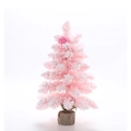 30cm rosa Mini-Weihnachtsbaum mit Beflockung, Rose und Leinensack für Tischdekoration - Höhe 45cm / Rosa