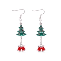 Christmas earrings featuring green Xmas tree and red bells pendants in enamel finish - Style 98