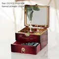 Carillon vintage con ballerina, finitura mogano, dettagli dorati e ballerina rotante - Marrone
