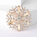 Elegant gold snowflake brooch with champagne gemstones and sparkling crystals - Coffee (Gold Base Champagne Crystal)