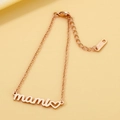 Rose gold stainless steel mami letter and heart pendant bracelet on silk - Rose Gold Bracelet (KB182677-KLX)