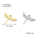 Golden and silver stainless steel dragonfly insect charms in 15x11mm for DIY jewelry making - Dragonfly Style 1