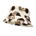 Cappello a secchiello in calda lana di agnello con stampa leopardata beige e marrone - M (56-58cm) / Cane Rosa