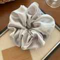 Oversized silver-gray satin scrunchie with sparkling studs and soft metallic luster - Rhinestone Large / Light Grey (Rhinestone)