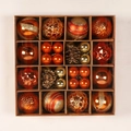 Orange and bronze Christmas ball ornaments set with pine cones in 16-grid box - Bronze Color 42PCS Gift Box Set