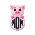 Perlina in silicone a forma di maialino rosa con scritta MOM per ciucci fai-da-te - Mamma Maiale MOM