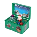 Green Christmas music box featuring Santa Claus figurine and rotating disco light ball - Green Music Box