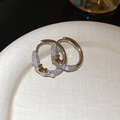 Silver hoop earrings with sparkling cubic zirconia and small pearls in a cross design - Real Gold Plated / Cross Pattern Pearl Huggie Earrings