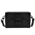 Retro black box bag with leather straps and metallic rivets for a vintage industrial look - Black