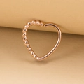 Anello piercing a cuore oro rosa con texture a torchon e finitura lucida - Cucitura a Specchio Intrecciata / Cuore Oro Rosa