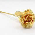 Golden artificial rose flower with metallic finish shown on a clean white background - Old Style Gold