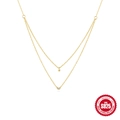 Double-layered S925 sterling silver heart and star necklace in gold finish - 925 Silver / Gold