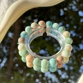 Double-layered beaded bracelet with mixed pastel natural stones in light green and blue - S045-map Color-jade Fragment Imitation Ceramic Bracelet #sz322